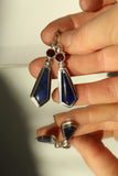 Blue Obsidian and Garnet Earrings